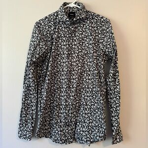 Strellson Button Down Dress Shirt Eucalyptus Pattern Slim Fit Mens